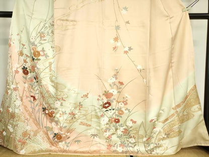 平和屋着物●訪問着 駒刺繍 吉祥流水花文 金彩 正絹 逸品 DABA4643az