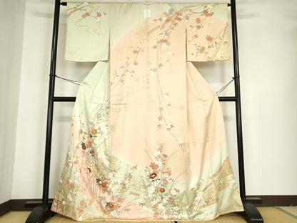 平和屋着物●訪問着 駒刺繍 吉祥流水花文 金彩 正絹 逸品 DABA4643az
