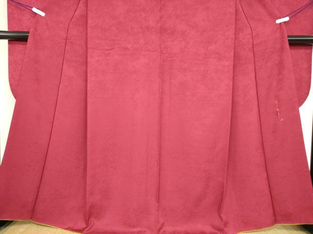 平和屋着物●パリコレクション ファッションモデル・デザイナー 山口小夜子 振袖 色無地 真紅色 正絹 逸品 DABA4640az
