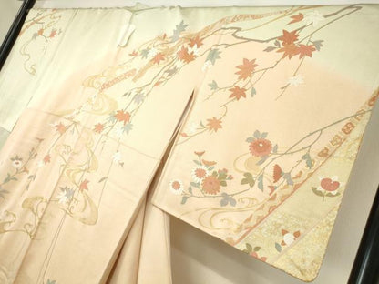 平和屋着物●訪問着 駒刺繍 吉祥流水花文 金彩 正絹 逸品 DABA4643az