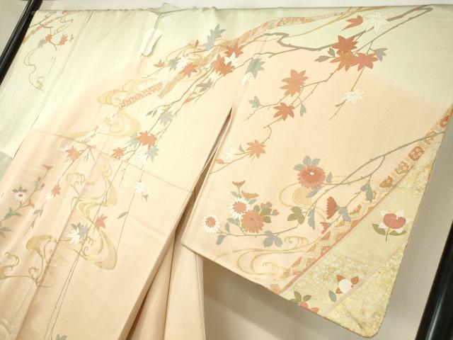 平和屋着物●訪問着 駒刺繍 吉祥流水花文 金彩 正絹 逸品 DABA4643az