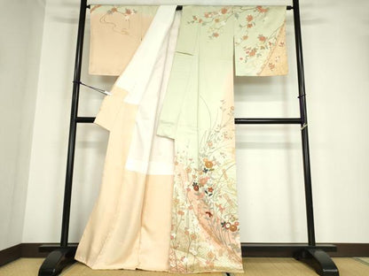 平和屋着物●訪問着 駒刺繍 吉祥流水花文 金彩 正絹 逸品 DABA4643az