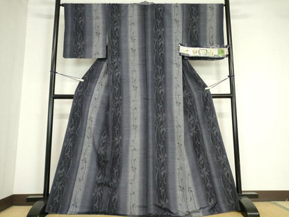 平和屋着物●結城紬 蔦の葉花間道 100亀甲 証紙付き 正絹 逸品 DABA4669az