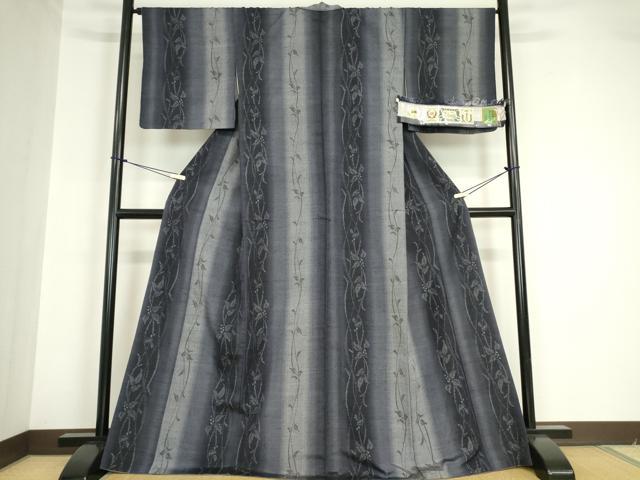 平和屋着物●結城紬 蔦の葉花間道 100亀甲 証紙付き 正絹 逸品 DABA4669az