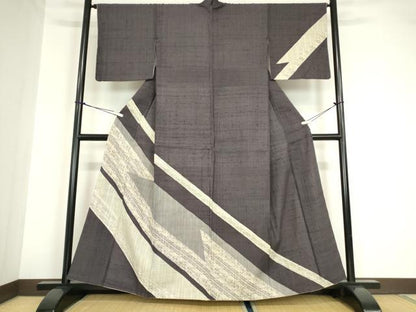 平和屋着物●訪問着 紬地 風景文 正絹 逸品 DABA4660az