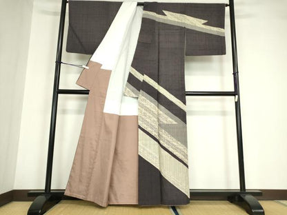 平和屋着物●訪問着 紬地 風景文 正絹 逸品 DABA4660az