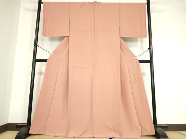 平和屋着物●上質な色無地 幻の染 岩石染 洗朱色 正絹 逸品 未使用 DABA4676az