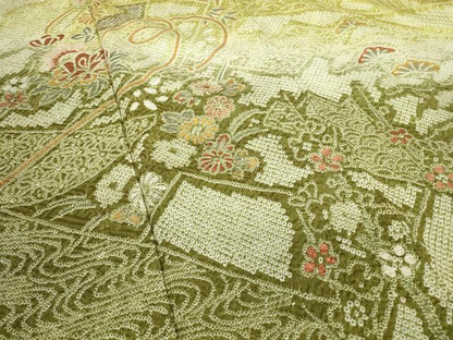 平和屋着物●訪問着 総絞り 舞花文 暈し染め 金彩 やまと誂製 正絹 逸品 DABA4664az