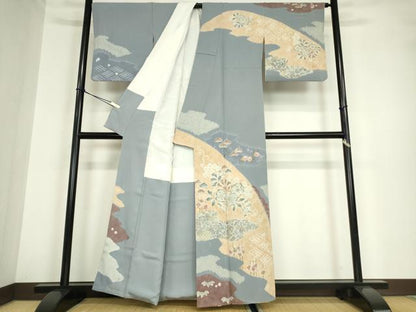 平和屋着物●十日町 名門 滝泰謹製 訪問着 絞り 辻が花 金彩 正絹 逸品 DABA4668az