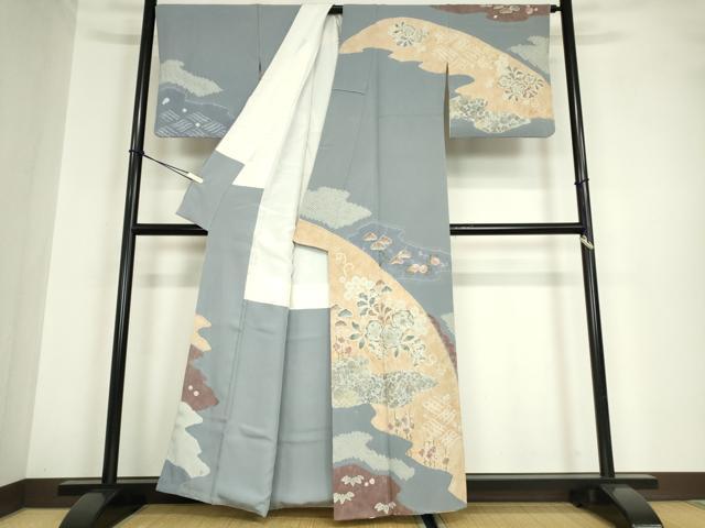 平和屋着物●十日町 名門 滝泰謹製 訪問着 絞り 辻が花 金彩 正絹 逸品 DABA4668az