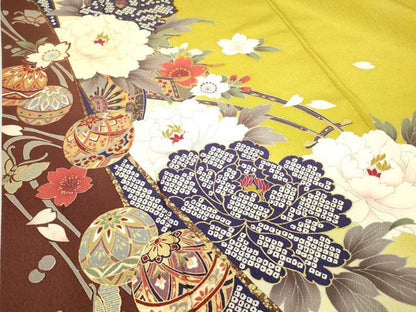 平和屋着物●訪問着 花毬文 金彩 正絹 逸品 DABA4675az