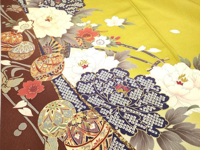 平和屋着物●訪問着 花毬文 金彩 正絹 逸品 DABA4675az