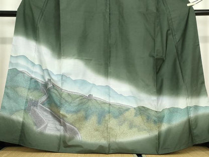 平和屋着物●訪問着 本場染大島紬 作家物 名所風景文 正絹 逸品 DABA4662az