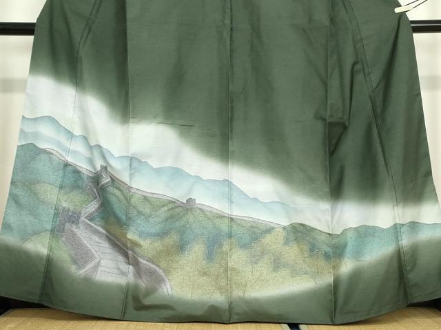 平和屋着物●訪問着 本場染大島紬 作家物 名所風景文 正絹 逸品 DABA4662az