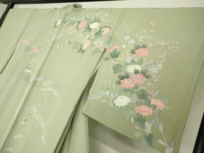 平和屋着物●訪問着 友禅 作家物 花松文 正絹 逸品 DABA4717az