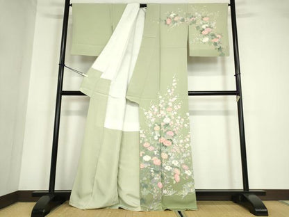 平和屋着物●訪問着 友禅 作家物 花松文 正絹 逸品 DABA4717az