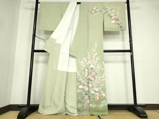 平和屋着物●訪問着 友禅 作家物 花松文 正絹 逸品 DABA4717az
