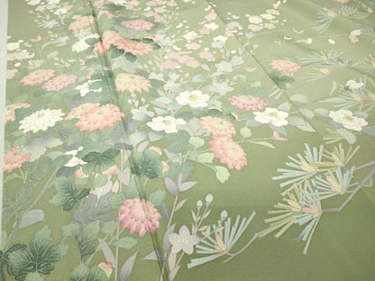平和屋着物●訪問着 友禅 作家物 花松文 正絹 逸品 DABA4717az