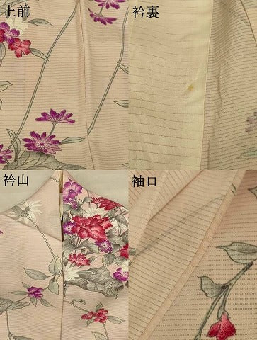 平和屋着物＊夏物 小紋 絽 草花文 正絹 逸品 AABF5091jd