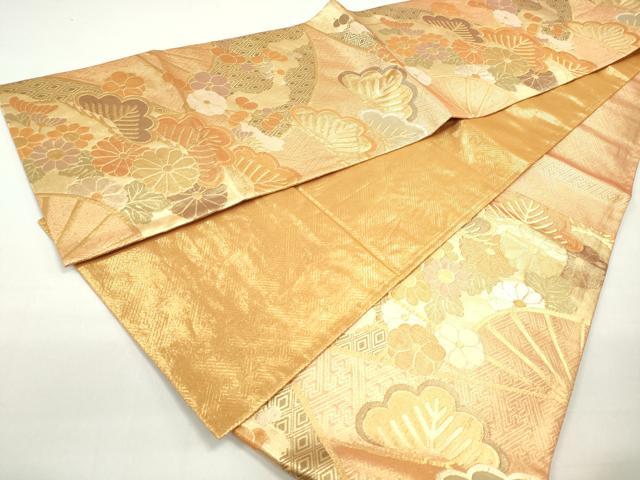 平和屋着物◎佐賀錦 六通柄袋帯 枝松花文 金糸 正絹 逸品 DABC0565qa