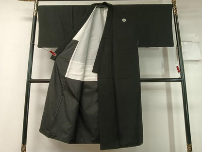 平和屋着物●男性 黒紋付 アンサンブル 正絹 逸品 CABC2733vp