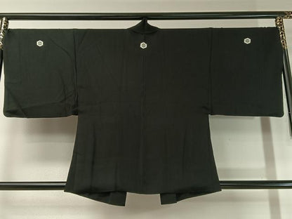 平和屋着物●男性 黒紋付 アンサンブル 正絹 逸品 CABC2733vp
