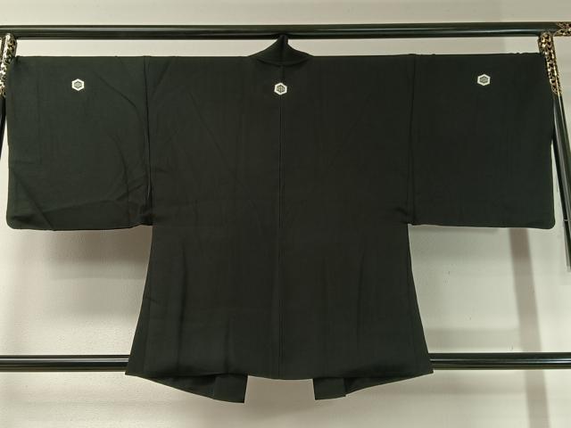 平和屋着物●男性 黒紋付 アンサンブル 正絹 逸品 CABC2733vp