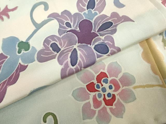 平和屋着物●虹色創家 本郷大田子 訪問着 洋花文 暈し染め 正絹 逸品 DABB0740ud