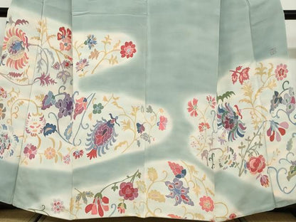 平和屋着物●虹色創家 本郷大田子 訪問着 洋花文 暈し染め 正絹 逸品 DABB0740ud