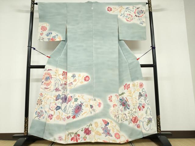 平和屋着物●虹色創家 本郷大田子 訪問着 洋花文 暈し染め 正絹 逸品 DABB0740ud