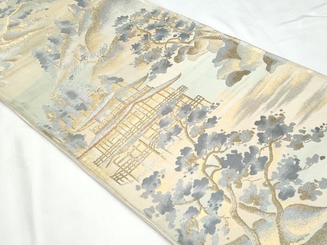 平和屋着物◎六通柄袋帯　京洛シリーズ　金閣　金銀糸　正絹　逸品　CABC3899fb