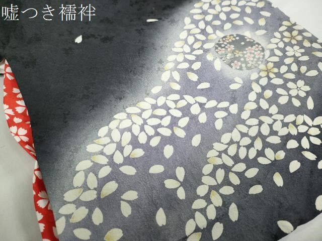 平和屋着物●訪問着 雪輪舞桜文 暈し染め 金彩 正絹 逸品 DABB0679ud