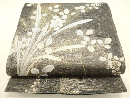 平和屋着物＊夏物 六通柄袋帯 山並に咲く 金糸 正絹 逸品 DABB3554cm