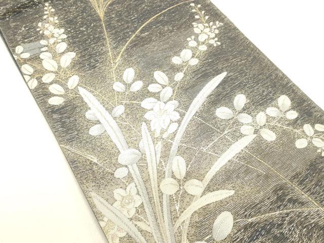 平和屋着物＊夏物 六通柄袋帯 山並に咲く 金糸 正絹 逸品 DABB3554cm