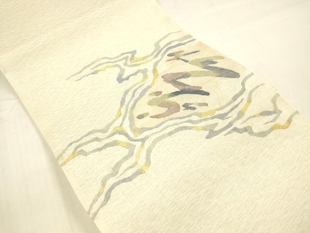 平和屋着物＊夏物 太鼓柄袋帯 抽象文様 金糸 正絹 逸品 DABB3560cm