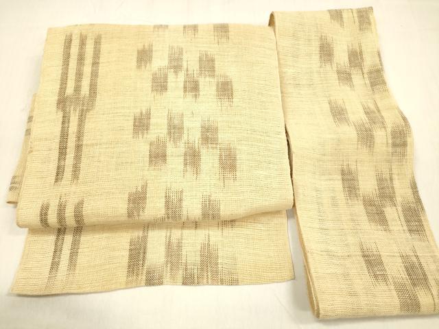 平和屋着物＊夏物　つけ帯　絣文様　共箱付き　麻　逸品　DABB3588cm