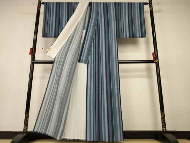 平和屋着物＊夏物 小紋 絽 縞 正絹 逸品 AABF6810jd