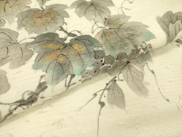 平和屋着物●内山晴祥 手描き 九寸名古屋帯 髭紬 葡萄蔦の葉文 金彩 正絹 逸品 DABB7574op