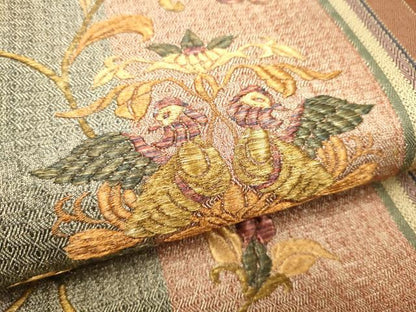 平和屋着物●太鼓柄袋帯 花鳥唐草文 金糸 正絹 逸品 CABC5554hy
