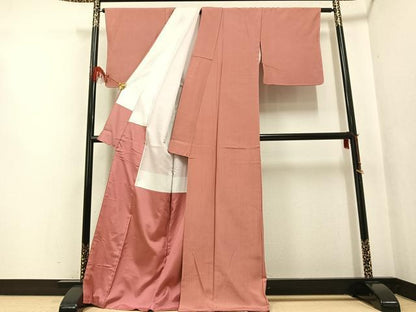 平和屋着物●上質な紬 色無地 東雲色 正絹 逸品 未使用 AABF6948ph