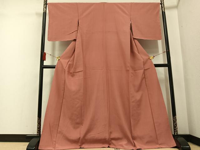 平和屋着物●上質な紬 色無地 東雲色 正絹 逸品 未使用 AABF6948ph