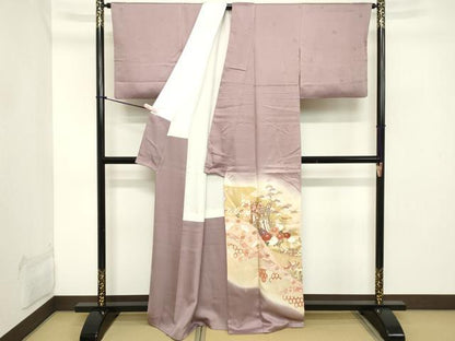 平和屋着物■訪問着 駒刺繍 御所車花文 暈し染め 金彩 正絹 逸品 DABB8867cd