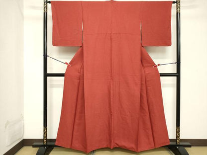 平和屋着物■上質な色無地 紅海老茶色 正絹 逸品 DABB8835cd