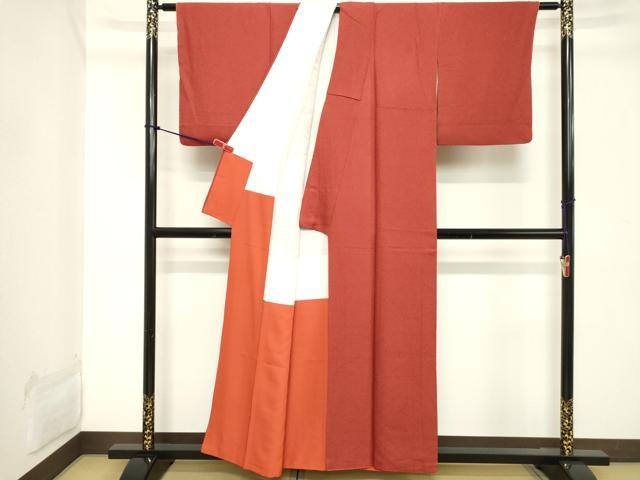 平和屋着物■上質な色無地 紅海老茶色 正絹 逸品 DABB8835cd