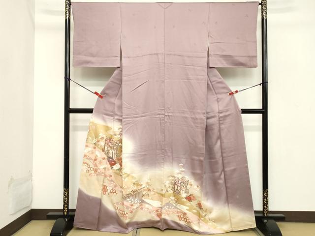 平和屋着物■訪問着 駒刺繍 御所車花文 暈し染め 金彩 正絹 逸品 DABB8867cd