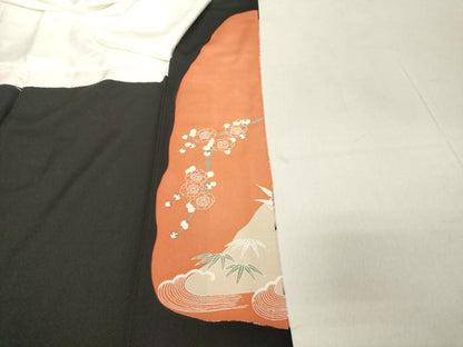 平和屋着物■豪華黒留袖 駒刺繍 花鳥文 暈し染め 金彩 正絹 逸品 DABB8884cd