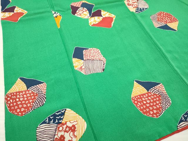 平和屋着物[]七五三　女の子　７歳　祝着　四つ身　襦袢(無双仕立て・半衿刺繍)セット　型染　切嵌文様　逸品　DABA3841ma