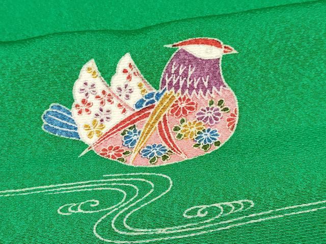 平和屋着物[]七五三　女の子　７歳　祝着　四つ身　襦袢(無双仕立て・半衿刺繍)セット　流水鴛鴦花文　逸品　DABA3839ma