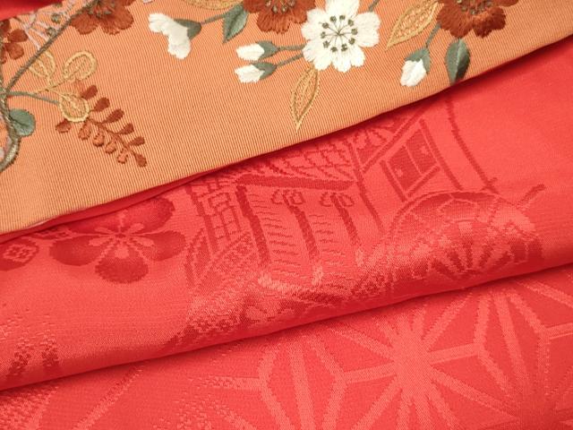 平和屋着物[]七五三　女の子　７歳　祝着　四つ身　襦袢(無双仕立て・半衿刺繍)セット　流水鴛鴦花文　逸品　DABA3839ma