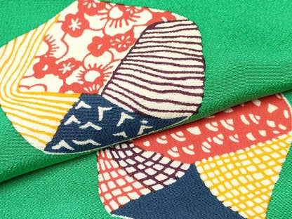 平和屋着物[]七五三　女の子　７歳　祝着　四つ身　襦袢(無双仕立て・半衿刺繍)セット　型染　切嵌文様　逸品　DABA3841ma